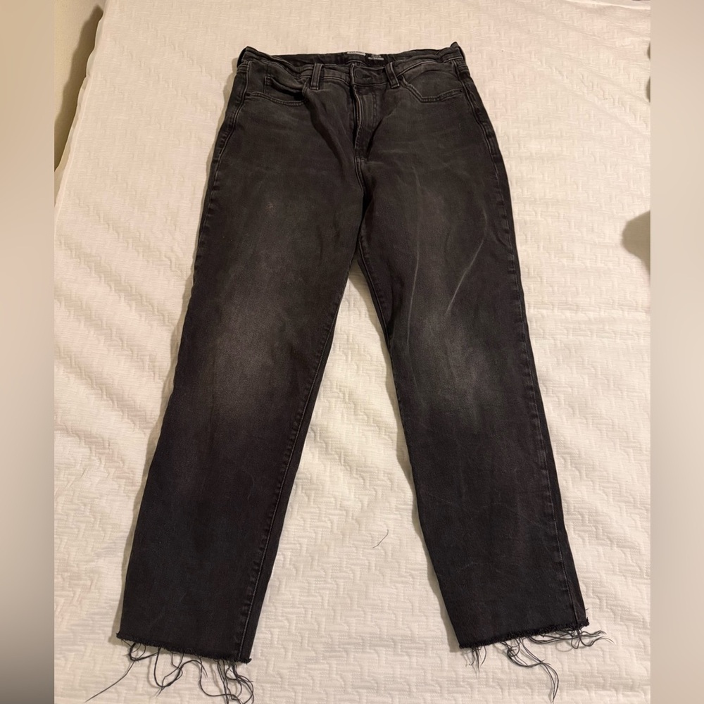 Old Navy Black Washed Sky High Waisted Straight-Leg Women's Jeans